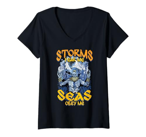 Damen Wikinger Heidnische Kultur Storms Fear Me T-Shirt mit V-Ausschnitt Damen Wikinger Heidnische Kultur Storms Fear Me T-Shirt mit V-Ausschnitt von Wikingermythologie Heidnische Nordische Mythologie