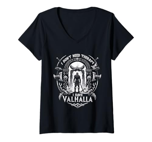 Damen Wikinger Heidnische Kultur T-Shirt mit V-Ausschnitt Damen Wikinger Heidnische Kultur T-Shirt mit V-Ausschnitt von Wikingermythologie Heidnische Nordische Mythologie
