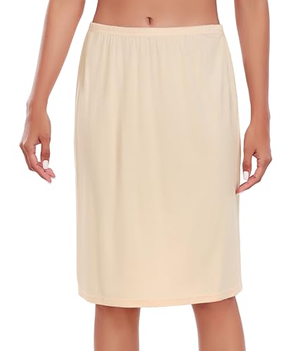 Wikoan Damen Unterrock Kurz Halber Rock Klassische Unterrock Damen Knielang Antistatisch Einfarbig Unsichtbar Unterkleid Nude XL von Wikoan
