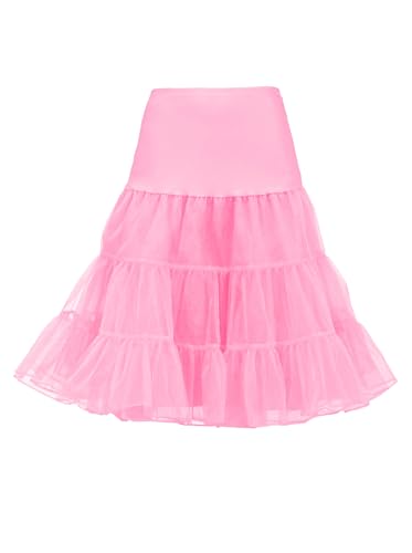 Wikoan Petticoat Reifrock Damen Kurz Rock Unterrock Unterröcke Pettycode Unterrock für 50er Vintage Cocktailkleid Rosa XL von Wikoan