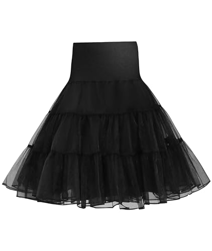 Wikoan Petticoat Reifrock Damen Kurz Rock Unterrock Unterröcke für Damen Pettycode Unterrock Vintage Schwarz XL von Wikoan