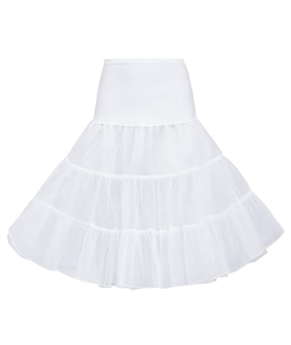 Wikoan Petticoat Reifrock Damen Unterrock Kurz Crinoline Underskirt Rock für 50er Cocktailkleid Weiß XL von Wikoan