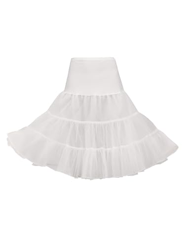 Wikoan Petticoat Reifrock Damen Unterrock Lang Crinoline Underskirt Rock für 50er Vintage Cocktailkleid Elfenbein XL von Wikoan