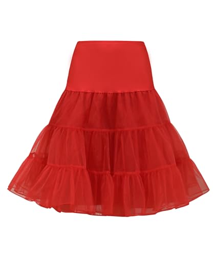 Wikoan Petticoat Reifrock Unterrock Damen Kurz Rock Unterröcke Pettycode Reifrock Vintage Underskirt Frauen Rot S von Wikoan