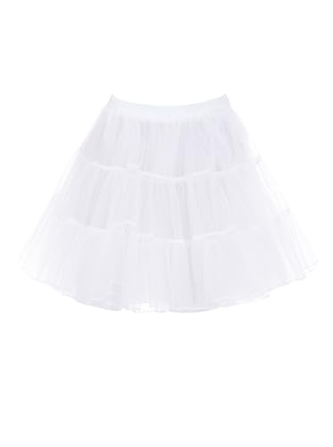 Wikoan Petticoat Unterrock Damen Reifrock Rock Crinoline Underskirt Reifrock Rock für 50er Vintage Cocktailkleid Petticoat Weiß XL von Wikoan