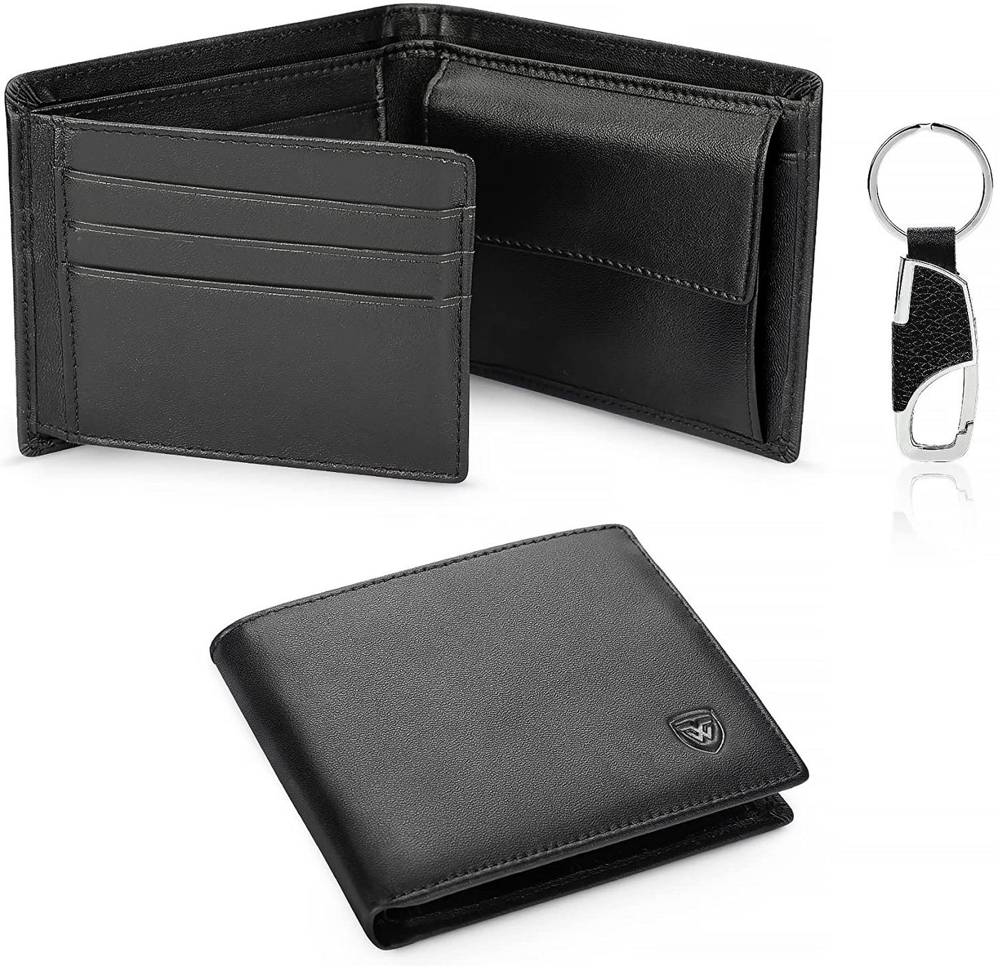 TEEHON Geldbörse Herrengeldbörse aus reinem schwarzen Leder, Brieftasche aus Echtleder von TEEHON