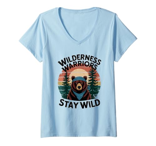 Damen Wilderness Warriors Wild Outdoor Bär T-Shirt mit V-Ausschnitt Damen Wilderness Warriors Wild Outdoor Bär T-Shirt mit V-Ausschnitt von Wild Adventure Apparel Co.