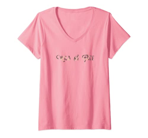 Damen Wild And Free, Tierdruck, Vintage-Schriftart T-Shirt mit V-Ausschnitt Damen Wild And Free, Tierdruck, Vintage-Schriftart T-Shirt mit V-Ausschnitt von Wild And Free Apparel