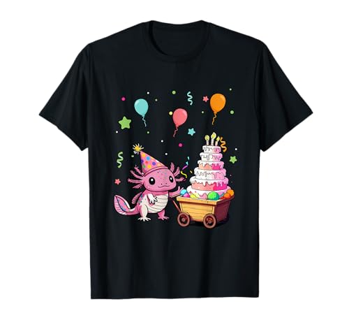 Axolotl Geburtstagskuchen, buntes Kostüm, Kinder, Familie T-Shirt von Wild Animal Birthday Costume