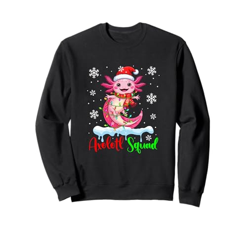 Axolotl Squad Santa Axolotl Colorful Xmas Lights Family Kids Sweatshirt von Wild Animal Christmas Costume