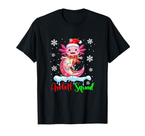 Axolotl Squad Santa Axolotl Colorful Xmas Lights Family Kids T-Shirt von Wild Animal Christmas Costume