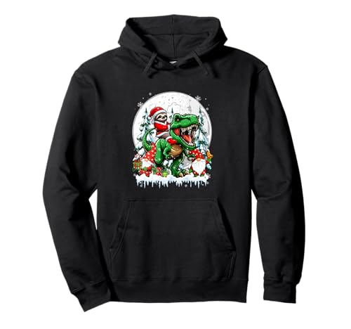 Weihnachtsmann Faultier Reiten T-Rex Zwerge Weihnachtsbäume Familie Kinder Pullover Hoodie von Wild Animal Christmas Costume