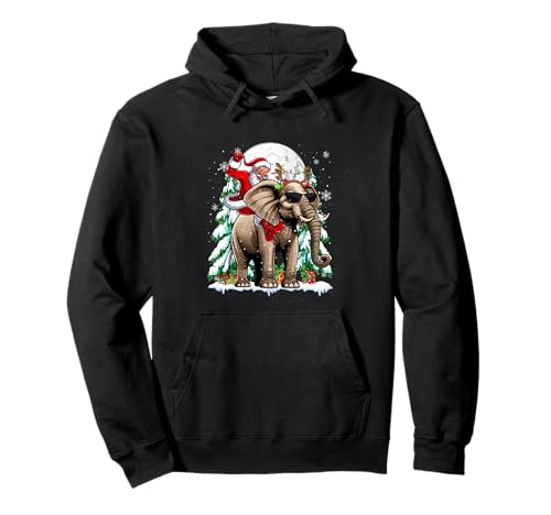 Weihnachtsmann reitender Elefant Rentier Weihnachtsbäume Schneeliebhaber Kinder Pullover Hoodie von Wild Animal Christmas Costume