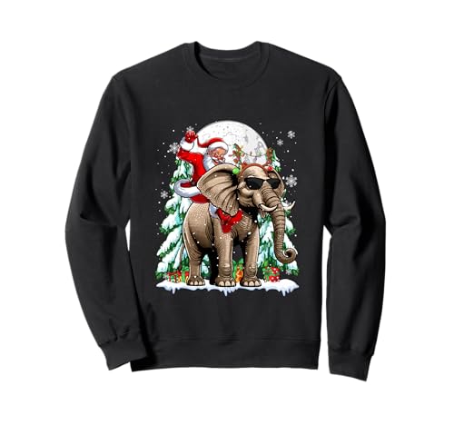 Weihnachtsmann reitender Elefant Rentier Weihnachtsbäume Schneeliebhaber Kinder Sweatshirt von Wild Animal Christmas Costume