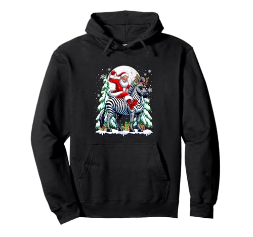 Weihnachtsmann reitet Zebra Rentier Weihnachtsbäume Schneeliebhaber Kinder Pullover Hoodie von Wild Animal Christmas Costume