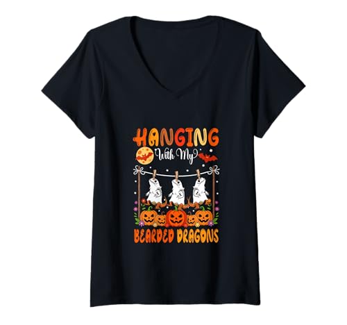 Damen Halloween-Kostüm „Hanging with My Bartagons as Boo“ T-Shirt mit V-Ausschnitt Damen Halloween-Kostüm „Hanging with My Bartagons as Boo“ T-Shirt mit V-Ausschnitt von Wild Animal Halloween Costume