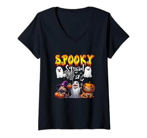 Damen Spooky Halloween Squad Three Cute Bearded Dragons As Witch T-Shirt mit V-Ausschnitt Damen Spooky Halloween Squad Three Cute Bearded Dragons As Witch T-Shirt mit V-Ausschnitt von Wild Animal Halloween Costume