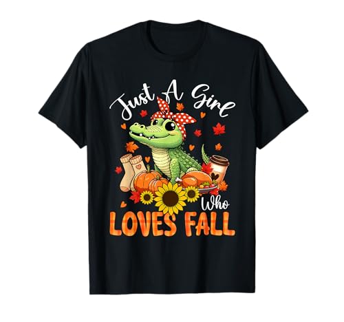A Girl Loves Fall Thanksgiving Signs Alligator Bow Tie T-Shirt von Wild Animal Thanksgiving Costume