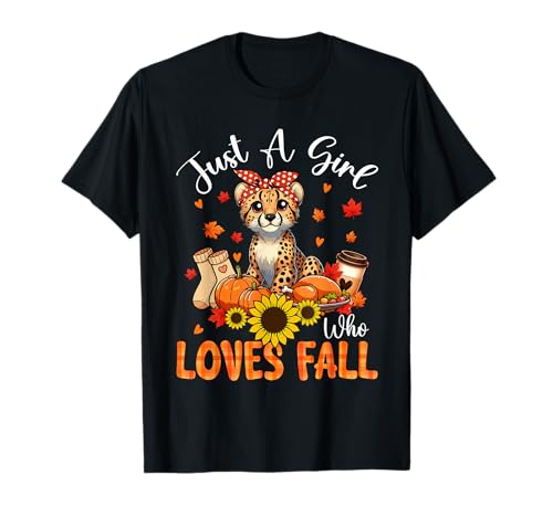 A Girl Loves Fall Thanksgiving Signs Cheetah Bow Tie Autumn T-Shirt von Wild Animal Thanksgiving Costume