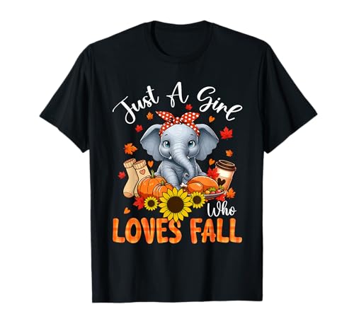 A Girl Loves Fall Thanksgiving Signs Elephant Bow Tie Autumn T-Shirt von Wild Animal Thanksgiving Costume