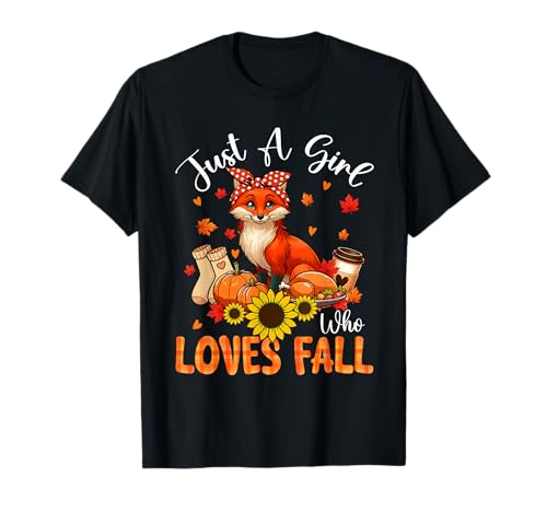 A Girl Loves Fall Thanksgiving Signs Fox Bow Tie Autumn T-Shirt von Wild Animal Thanksgiving Costume