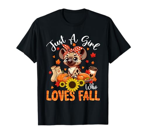 A Girl Loves Fall Thanksgiving Signs Hyena Bow Tie Autumn T-Shirt von Wild Animal Thanksgiving Costume