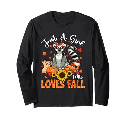 A Girl Loves Fall Thanksgiving Signs Lemur Bow Tie Autumn Langarmshirt von Wild Animal Thanksgiving Costume