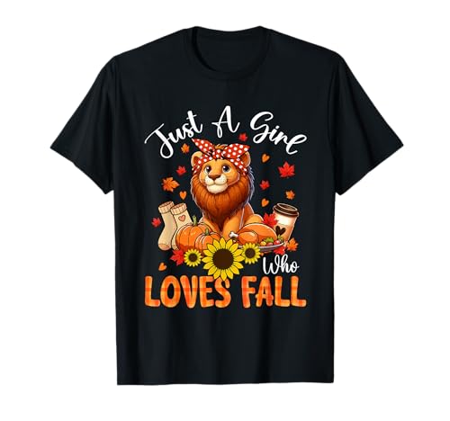 A Girl Loves Fall Thanksgiving Signs Lion Bow Tie Autumn T-Shirt von Wild Animal Thanksgiving Costume