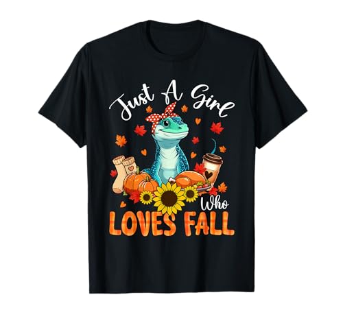 A Girl Loves Fall Thanksgiving Signs Lizard Bow Tie Autumn T-Shirt von Wild Animal Thanksgiving Costume