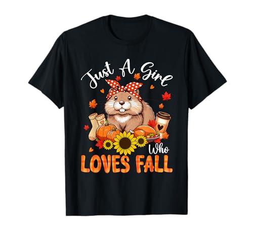 A Girl Loves Fall Thanksgiving Signs Muskrat Bow Tie Autumn T-Shirt von Wild Animal Thanksgiving Costume