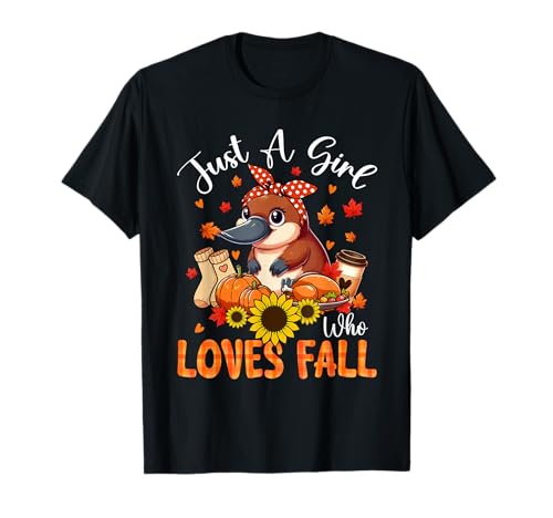A Girl Loves Fall Thanksgiving Signs Platypus Bow Tie Autumn T-Shirt von Wild Animal Thanksgiving Costume
