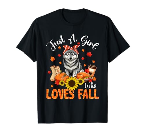 A Girl Loves Fall Thanksgiving Signs Wolf Bow Tie Autumn T-Shirt von Wild Animal Thanksgiving Costume