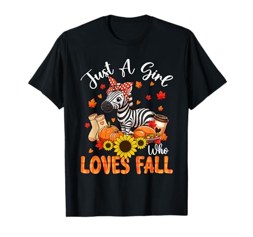 A Girl Loves Fall Thanksgiving Signs Zebra Bow Tie Autumn T-Shirt von Wild Animal Thanksgiving Costume