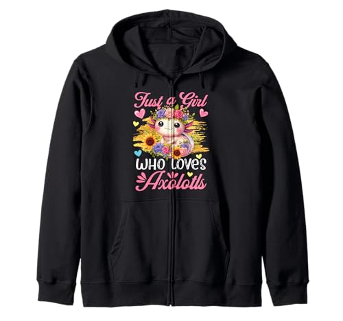 A Girl Loves Axolotls Colorful Flowers Axolotl Lover Women Kapuzenjacke von Wild Animal Vacations Costume