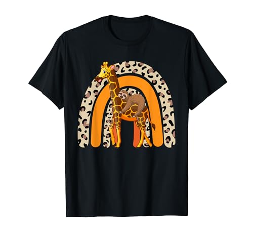 Sloth Riding Giraffe Cute Rainbow Zoo Animal Lover Kids T-Shirt von Wild Animal Vacations Costume