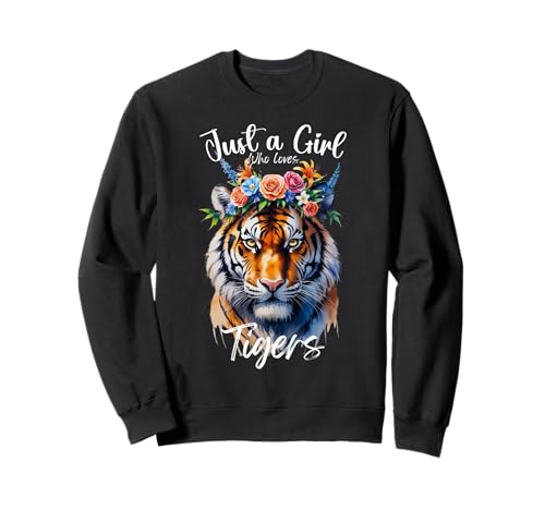 Niedliche Tiger-Grafik für Mädchen und Frauen, die Tigerblumen lieben Sweatshirt Niedliche Tiger-Grafik für Mädchen und Frauen, die Tigerblumen lieben Sweatshirt von Wild Big Cats Birthday Party Zoo Animal Outfit kid
