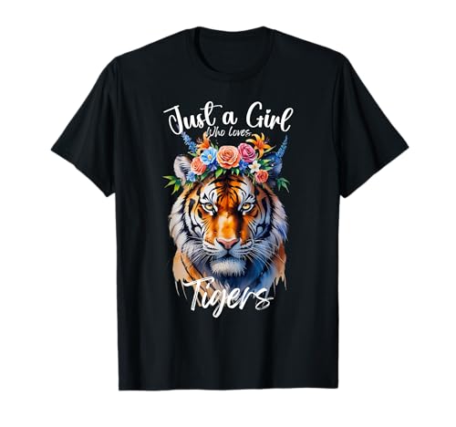 Niedliche Tiger-Grafik für Mädchen und Frauen, die Tigerblumen lieben T-Shirt Niedliche Tiger-Grafik für Mädchen und Frauen, die Tigerblumen lieben T-Shirt von Wild Big Cats Birthday Party Zoo Animal Outfit kid