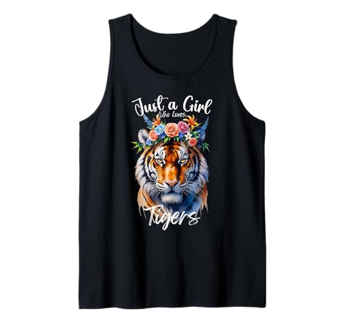Niedliche Tiger-Grafik für Mädchen und Frauen, die Tigerblumen lieben Tank Top Niedliche Tiger-Grafik für Mädchen und Frauen, die Tigerblumen lieben Tank Top von Wild Big Cats Birthday Party Zoo Animal Outfit kid