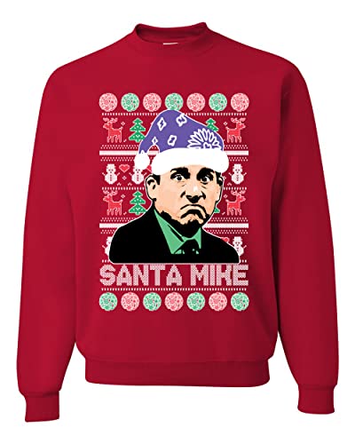 Santa Mike Michael Scott The Office Ugly Christmas Sweater Unisex Rundhalsausschnitt Grafik Sweatshirt, Rot/Ausflug, einfarbig (Getaway Solids), Large von Wild Bobby