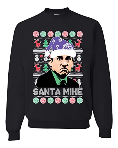 Santa Mike Michael Scott The Office Ugly Christmas Sweater Unisex Rundhalsausschnitt Grafik Sweatshirt, Schwarz, X-Large von Wild Bobby