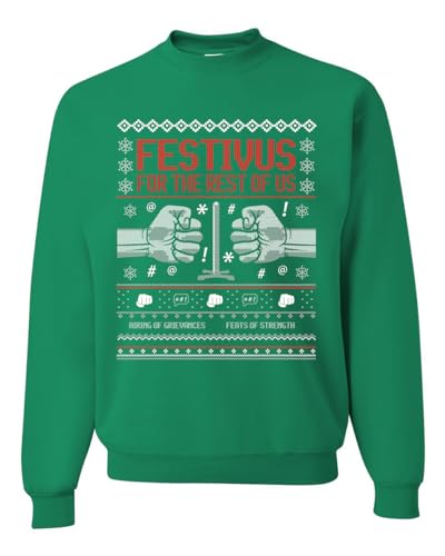 Wild Bobby Festivus for The Rest of Us Ugly Christmas Sweater Unisex Crewneck Graphic Sweatshirt, Kelly-festivus, Large von Wild Bobby