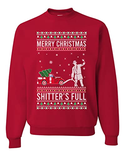 Wild Bobby Merry Christmas Shitter's Full Funny Ugly Christmas Sweater Crewneck Graphic Sweatshirt, Red-Shitter, X-Large von Wild Bobby