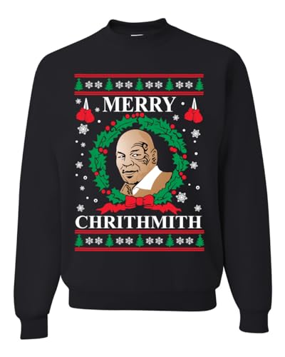 Wild Bobby Merry Chrithmith Ugly Christmas Sweater Unisex Crewneck Graphic Sweatshirt, Schwarzer Chrithmith, Small von Wild Bobby