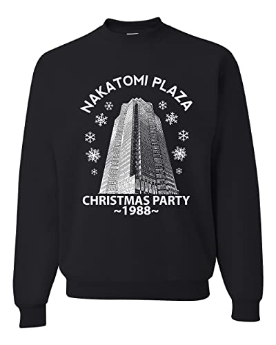 Wild Bobby Nakatomi Plaza Christmas Party 1988 Classic McClane Die Hard Ugly Christmas Sweater Unisex Crewneck Sweatshirt, Schwarz 1, Medium von Wild Bobby