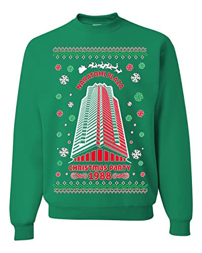 Wild Bobby Nakatomi Plaza Christmas Party 1988 Classic McClane Die Hard Ugly Christmas Sweater Unisex Crewneck Sweatshirt, Kelly 2, X-Large von Wild Bobby