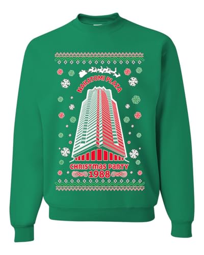 Wild Bobby Nakatomi Plaza Christmas Party 1988 Classic McClane Die Hard Ugly Christmas Sweater Unisex Crewneck Sweatshirt, Kelly 2, X-Large von Wild Bobby