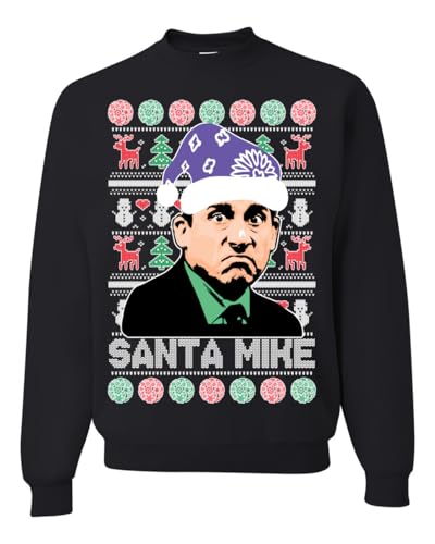 Wild Bobby Santa Mike Michael Scott The Office Ugly Christmas Sweater Unisex Crewneck Graphic Sweatshirt, Schwarz, XX-Large von Wild Bobby