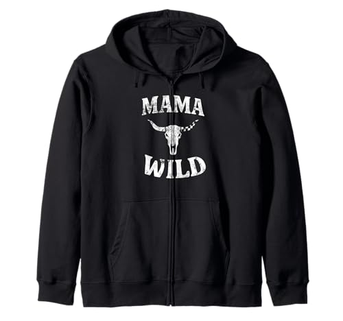 Niedliches Mama-Vintage-Kuh-Schädel-Design für vielbeschäftigte Mütter Kapuzenjacke von Wild Busy Moms Designs Supply Co.
