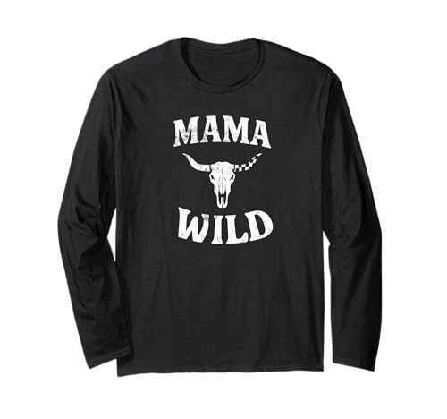Niedliches Mama-Vintage-Kuh-Schädel-Design für vielbeschäftigte Mütter Langarmshirt von Wild Busy Moms Designs Supply Co.