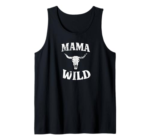 Niedliches Mama-Vintage-Kuh-Schädel-Design für vielbeschäftigte Mütter Tank Top von Wild Busy Moms Designs Supply Co.